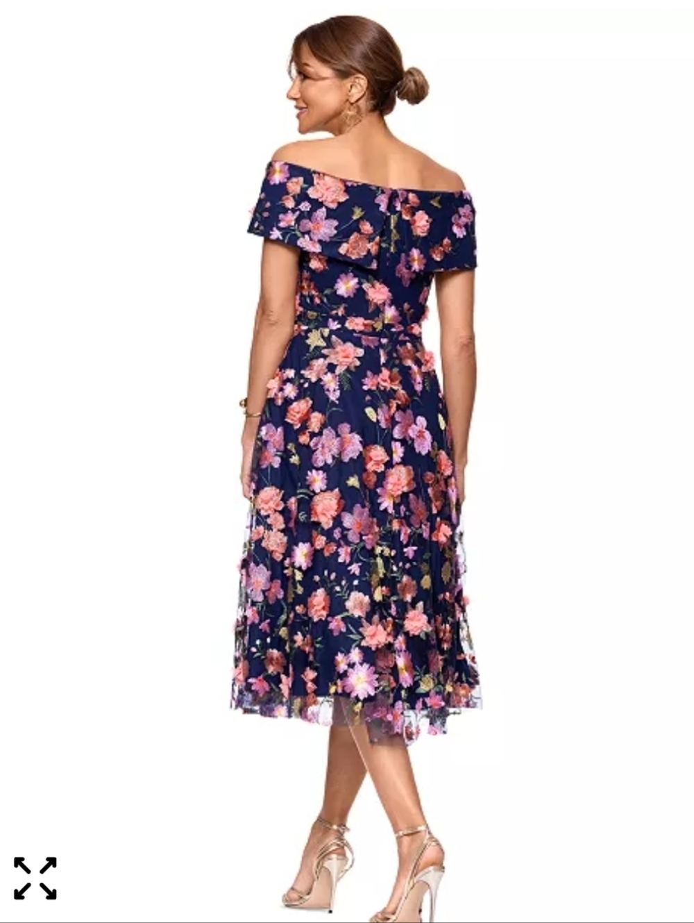 Xscape Off The-Shoulder Embroidered Floral Midi Dress Size 14 NWT $300 Formal - Picture 3 of 16